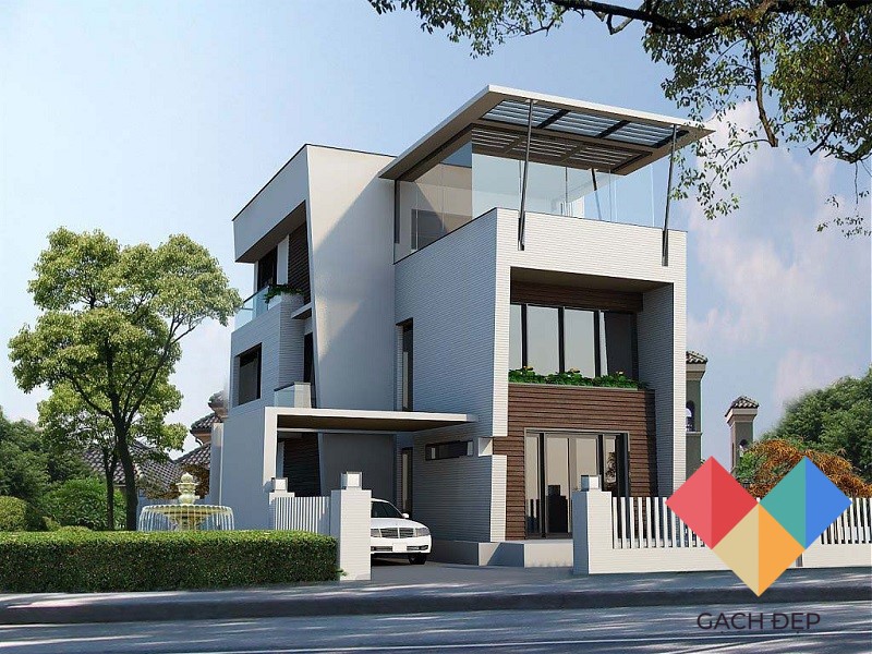 Những mẫu nhà có gạch ốp mặt tiền đẹp mắt nhất